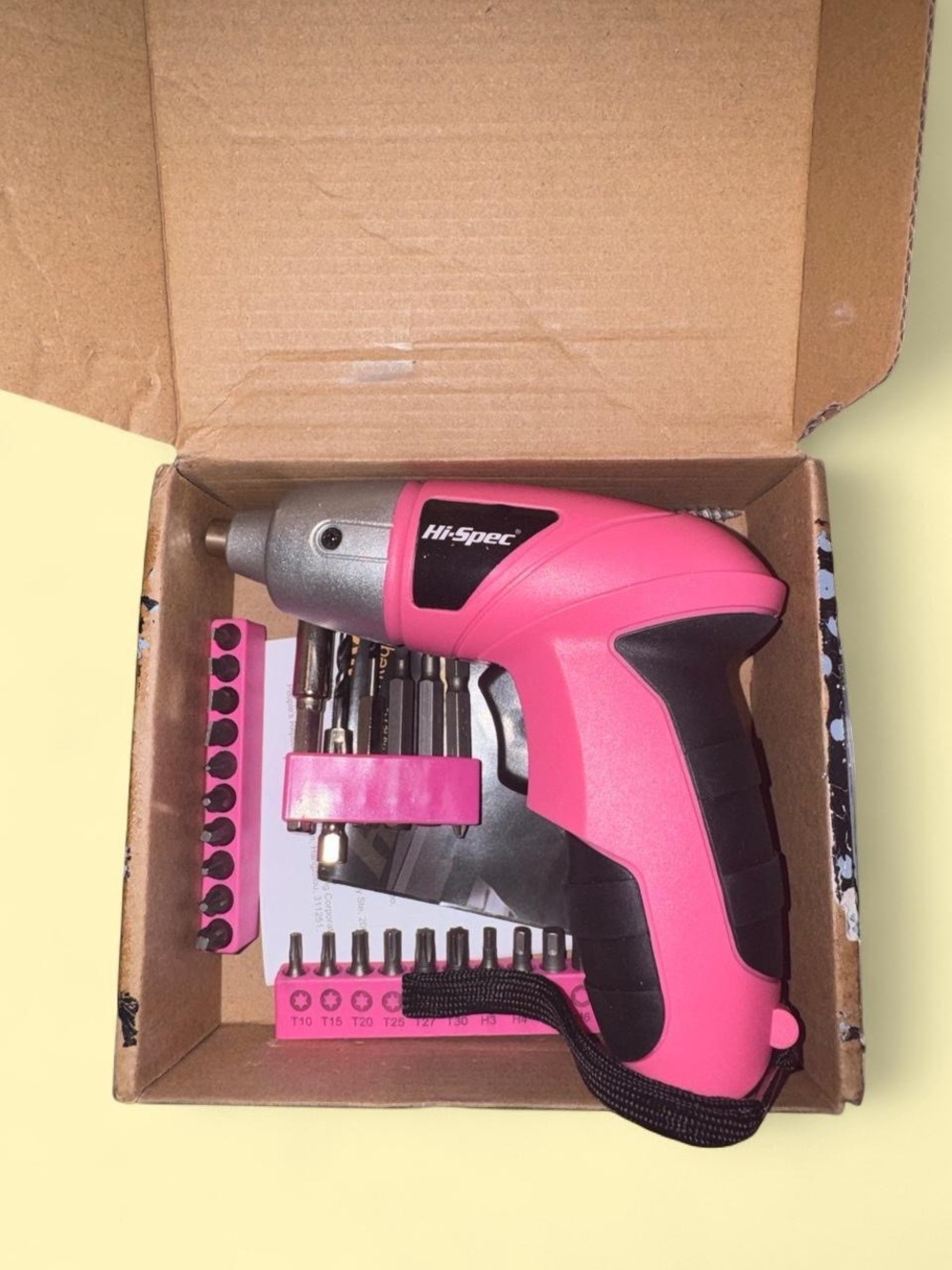 Hi-Spec 3.6V USB Rechargeable Cordless Power Screwdriver Set Pink